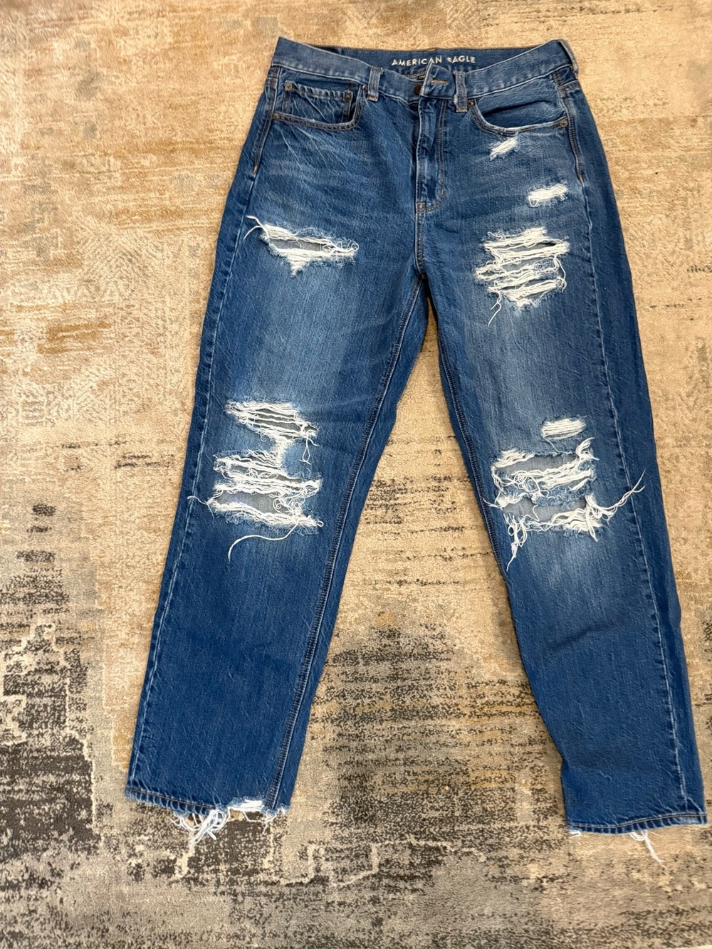 American Eagle Outfitters Ripped Dark Blue Ankle Jeans